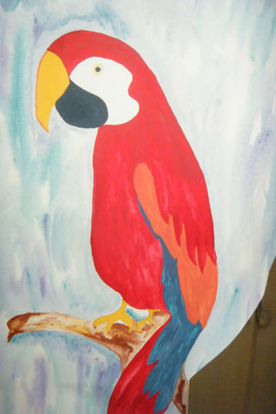 Hand Painted Parrot by Artist Lynda Bertrand