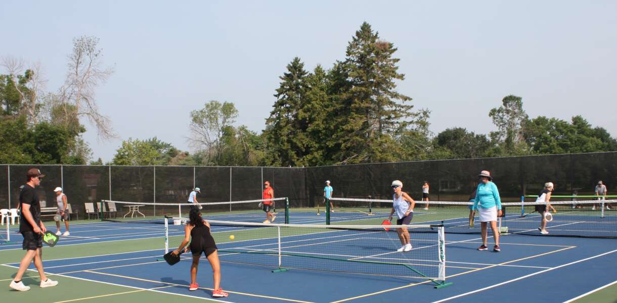 Four Pickleball courts on two Tennis courts.