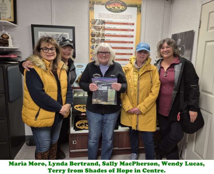 Maria Moro, Lynda Bertrand, Sally MacPherson, Wendy Lucas, Terry from Shades of Hope in Centre