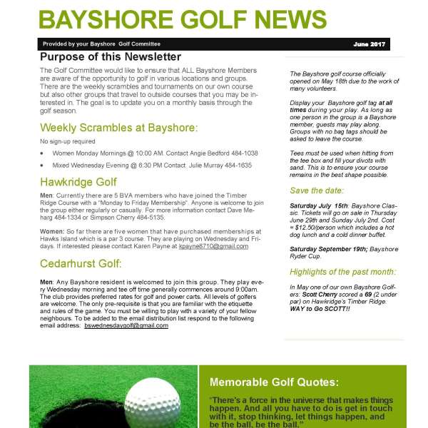 Golf News June 2017 (2 page PDF)