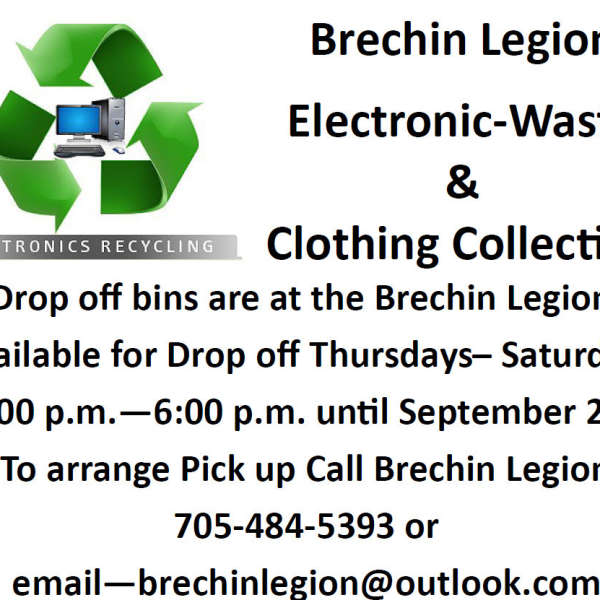 e Waste and Used Clothing till Sat 2-6 pm until Sept 2nd